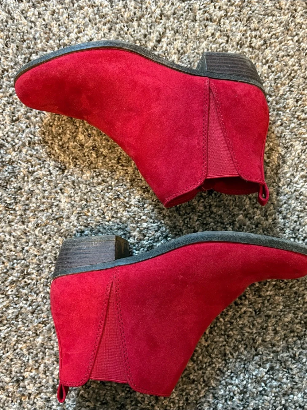 SO Red Suede Ankle Booties